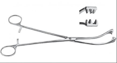 Щипцы маточные трезубые, изогнутые для оттягивания тела матки, 260 мм. Щ-37 П