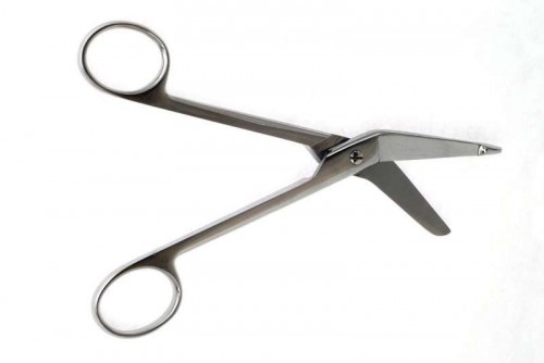 Ножницы для разрезания повязок, с пуговкой, горизонтально - изогнутые, 185 мм. Н-14 П