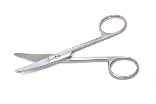 Ножницы хирургические детские, тупоконечные, вертикально - изогнутые, 125 мм. Н-64 П